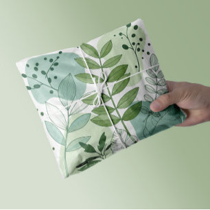Modern Sage Green Botanical Leaf Pattern Tissue Paper