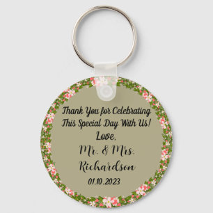 Modern Sage Green Botanical Wedding Favour  Key Ring
