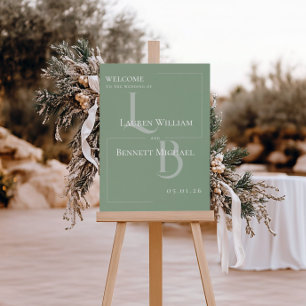 Modern Sage Green Botanical Welcome Sign
