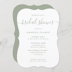 Modern Sage Green Bridal Shower Invitation