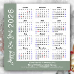 Modern Sage Green Business 2026 Calendar Simple Holiday Card<br><div class="desc">Modern Sage Green Business 2026 Calendar Minimalist New Year Holiday Card. All the texts are pre-arranged for you to personalise easily and quickly with your own details. Wish you all a Happy Holidays and an Amazing New Year! For many other card designs, please visit : (Holiday Cards) https://www.zazzle.com/collections/119095696689680604 (Holiday Postcards)...</div>