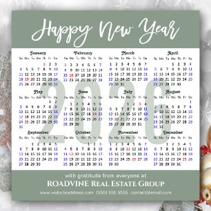 Modern Sage Green Business 2026 Calendar Simple Holiday Card