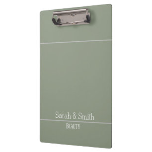 Modern Sage Green Business Office Name Custom Clipboard