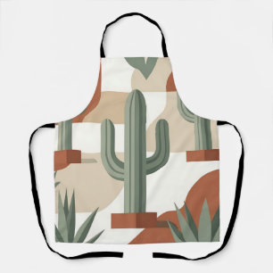Modern Sage Green Cactus Terracotta Desert  Apron