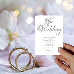 Modern Sage Green Calligraphy on White Wedding  Invitation