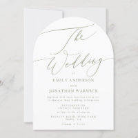 Modern Sage Green Calligraphy Simple Arch Wedding
