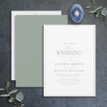 Modern Sage Green Calligraphy Wedding Invitation<br><div class="desc">Trendy, elegant and modern, this simple, minimalist sage green typography wedding design features 'The Wedding Of' in modern calligraphy and Serif text as the main design feature, and is based on our bestselling bridal shower invite. The back of the card features a sage green texture. Contact designer for matching products....</div>
