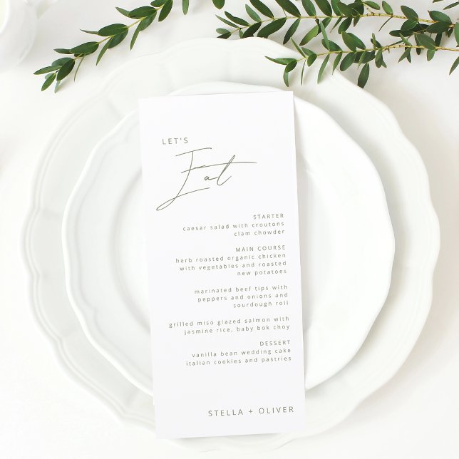 Modern Sage Green Calligraphy Wedding Menu (Modern Sage Green Calligraphy Wedding Menu)
