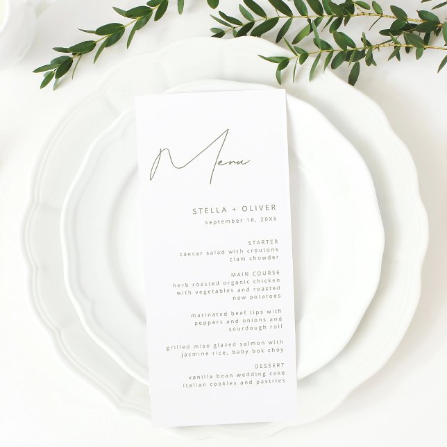 Modern Sage Green Calligraphy Wedding Menu (Modern Sage Green Calligraphy Wedding Menu)