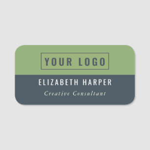 Modern Sage Green Charcoal Custom Logo Badge