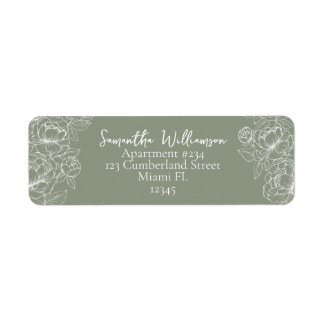 Modern Sage Green Classic Wedding Return Address Label