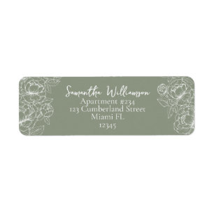 Modern Sage Green Classic Wedding Return Address Return Address Label