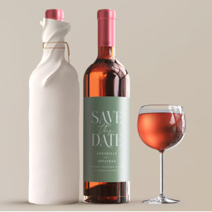 Modern sage green elegant minimal script wedding wine label