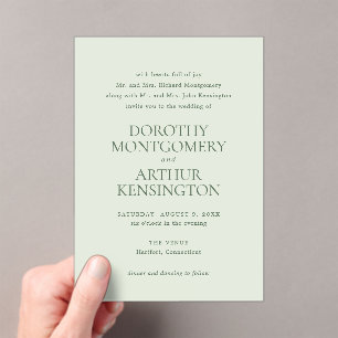 Modern Sage Green Elegant Wedding Acrylic Invitations