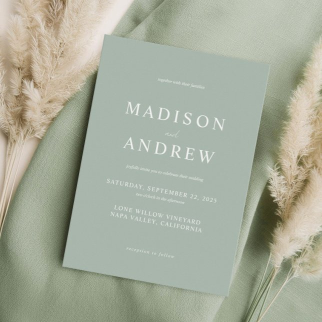 Modern Sage Green Elegant Wedding Invitation (Creator Uploaded)