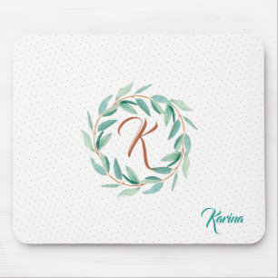 Modern Sage-Green Eucalyptus Leafs Wreath Mouse Pad