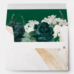 Modern Sage Green Floral Wedding Envelope