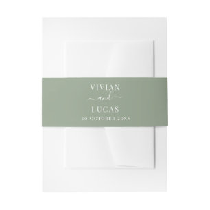 Modern Sage Green Formal Minimal Wedding Invitation Belly Band