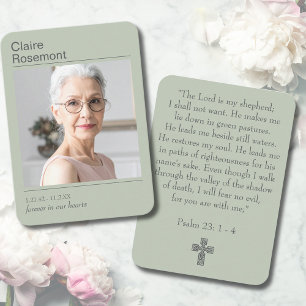 Modern Sage Green Funeral Psalm 23 Prayer Card
