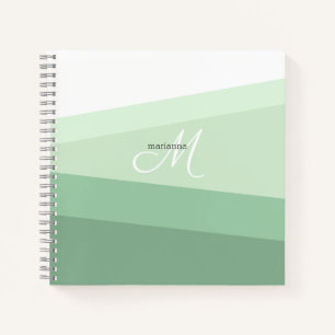 Modern Sage Green Geometric Personalised Notebook