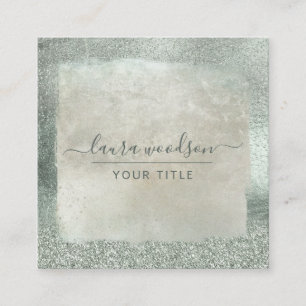 Modern Sage Green Glitter Square Business Card