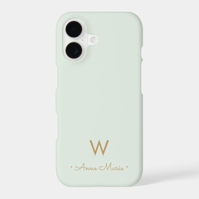 Modern Sage Green Gold Script Monogram (Back)