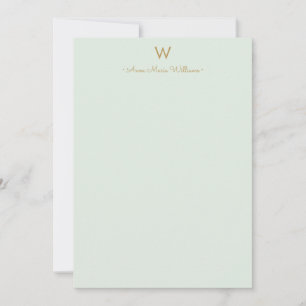 Modern Sage Green Gold Script Monogram Card