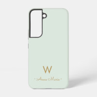 Modern Sage Green Gold Script Monogram