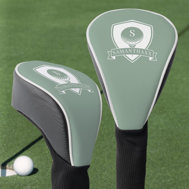Modern Sage Green Golfer Name Initial Monogram Golf Head Cover (Modern Sage Green Golfer Name Initial Monogram Golf Head Cover)