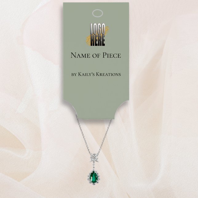 Modern Sage Green Hanging Bracelet Display Logo  Business Card (Creator Uploaded)