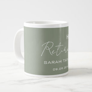 Modern Sage Green Happy Retirement Personalised  Large Coffee Mug