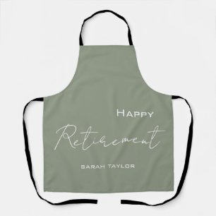 Modern Sage Green Happy Retirement Personalized  Apron