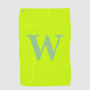 Modern Sage Green Initial Letter   Lime Zest Golf Towel