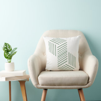 Modern Sage Green Isometric Optical Illusion Throw Cushion