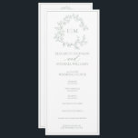 Modern Sage Green Leafy Crest Monogram Wedding Program<br><div class="desc">We're loving this trendy, modern sage green a formal wedding ceremony program hand fan! Simple, elegant, and oh-so-pretty, it features a hand drawn leafy wreath encircling a modern wedding monogram. It is personalised in elegant typography, and accented with hand-lettered calligraphy. Finally, it is trimmed in a delicate frame. To make...</div>
