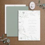 Modern Sage Green Line Art Floral Wedding Invitation<br><div class="desc">Looking for a wedding invitation that really stands out? Then our modern Sage Green line art floral wedding invitation design is the perfect choice! This stunning design has all the elegance of a classic wedding, but with enough unique details to make it special. The beautiful Sage Green hand drawn line...</div>