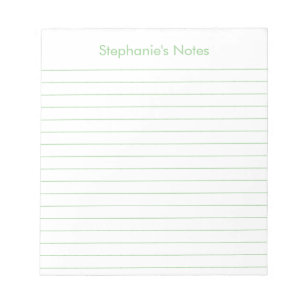 Modern Sage Green Lined Personalised Notepad