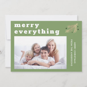 Modern Sage Green Merry Everything Photo Holiday Card
