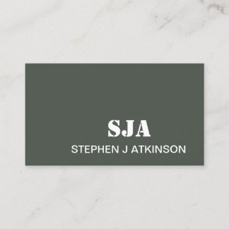 Modern Sage Green Minimalist Professional Initials Business Card
