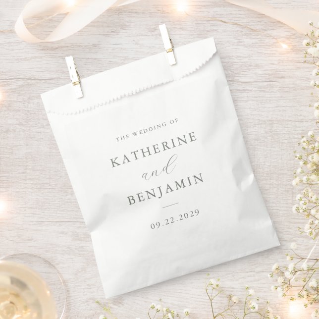 Modern Sage Green Minimalist Wedding Favour Bag (Clipped)
