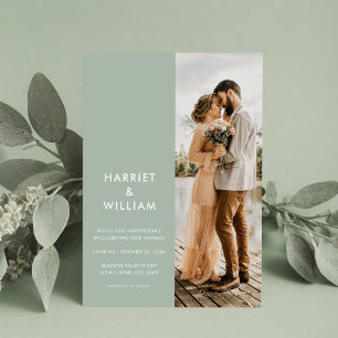 Modern Sage Green Minimalist Wedding Invitation