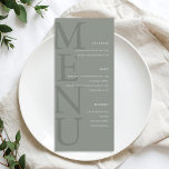 Modern Sage Green Minimalist Wedding Menu<br><div class="desc">Create your own personalised wedding menu cards featuring modern typography and minimalist graphic design in sage green colour.</div>