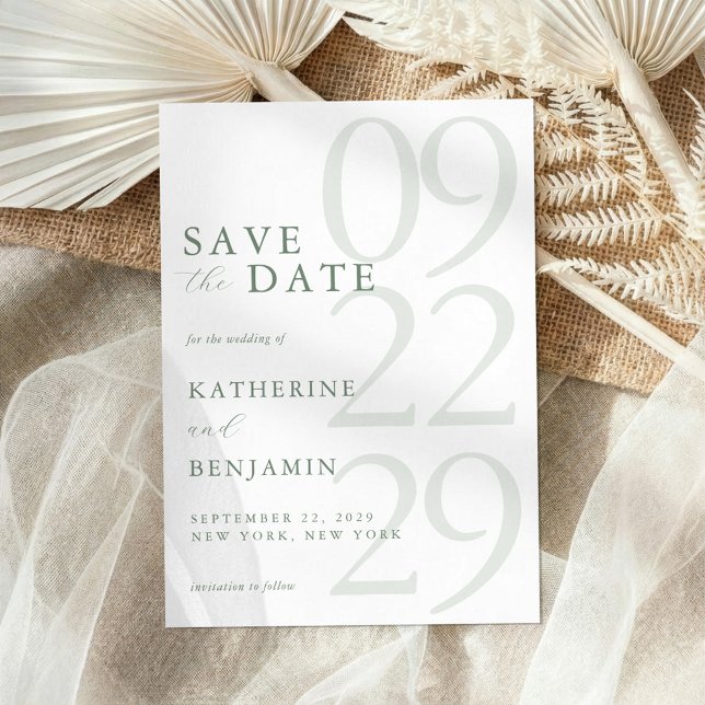 Modern Sage Green Minimalist Wedding Save The Date (Creator Uploaded)