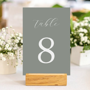 Modern Sage Green Minimalist Wedding  Table Number