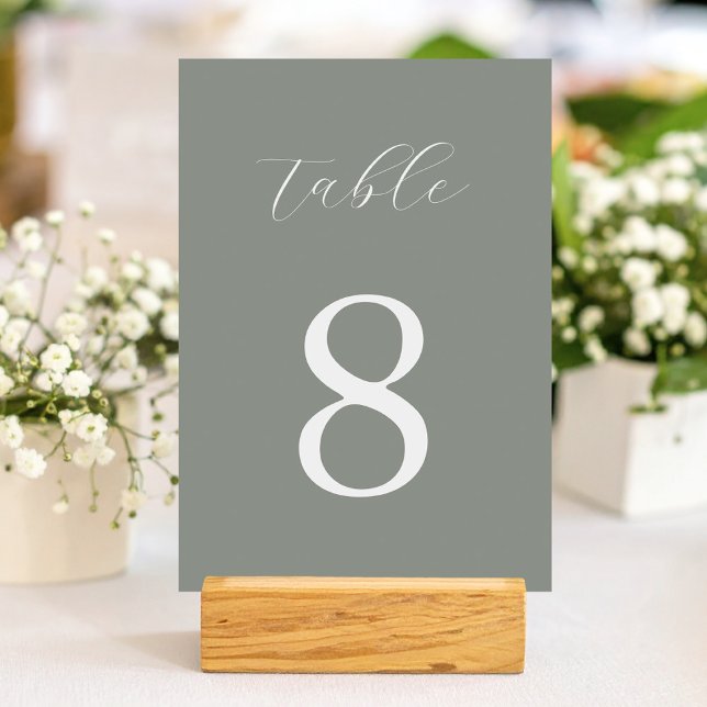 Modern Sage Green Minimalist Wedding  Table Number (Creator Uploaded)