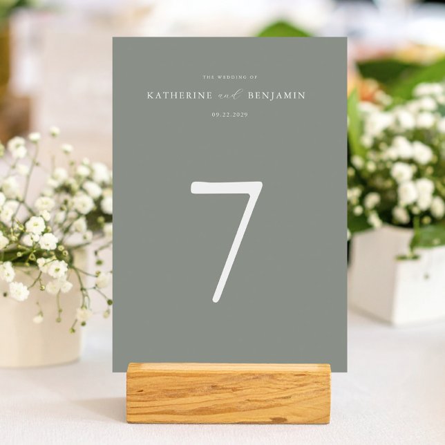 Modern Sage Green Minimalist Wedding  Table Number (Creator Uploaded)