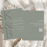 Modern Sage Green Monogram All in One Wedding Invitation<br><div class="desc">Easily personalise your wedding invitations with this editable template. Features minimal elegant typography design in sage green colour.</div>