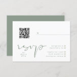 Modern Sage Green Neutral White Elegant QR Wedding RSVP Card<br><div class="desc">Modern Sage Green Neutral White Elegant QR Wedding RSVP Card for a formal or informal Wedding. Lettering Green and white with impressive modern text. Fancy beautiful text. Optional QR or delete.</div>