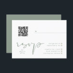 Modern Sage Green Neutral White Elegant QR Wedding RSVP Card<br><div class="desc">Modern Sage Green Neutral White Elegant QR Wedding RSVP Card for a formal or informal Wedding. Lettering Green and white with impressive modern text. Fancy beautiful text. Optional QR or delete.</div>