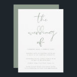Modern Sage Green Neutral White Wedding Invitation<br><div class="desc">Modern Sage Green Neutral White Wedding Invitation for a formal or informal. Green and white with impressive modern text.
*part a collection - contact us if you need additional stationery</div>